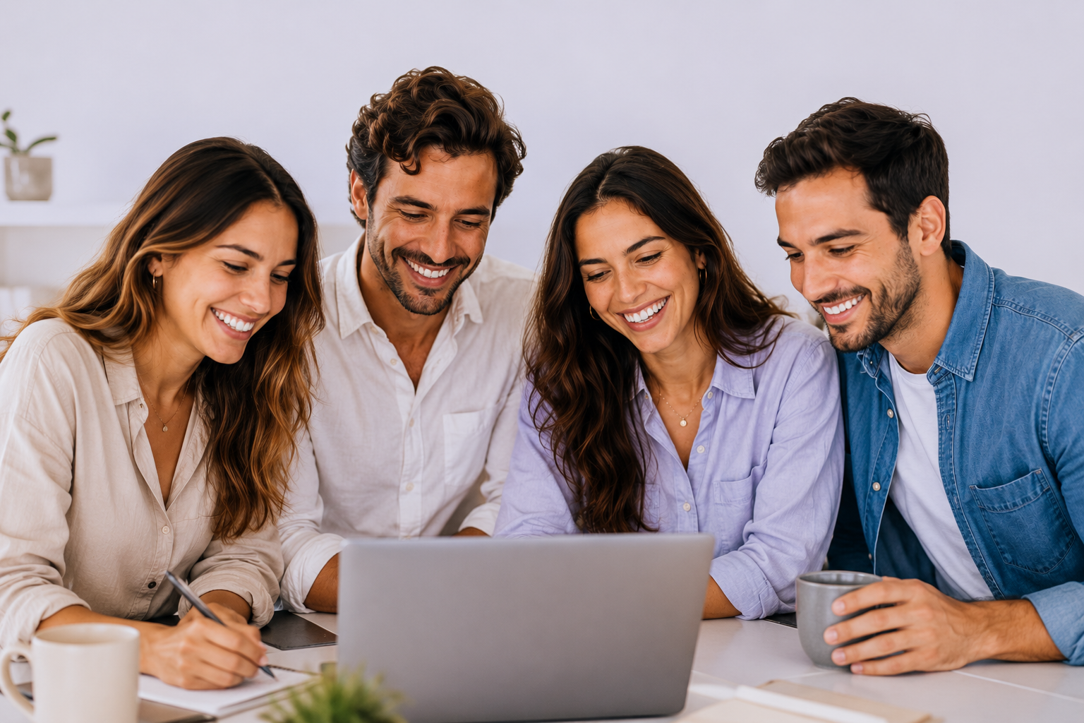 Equipo inmobiliario trabajando juntos